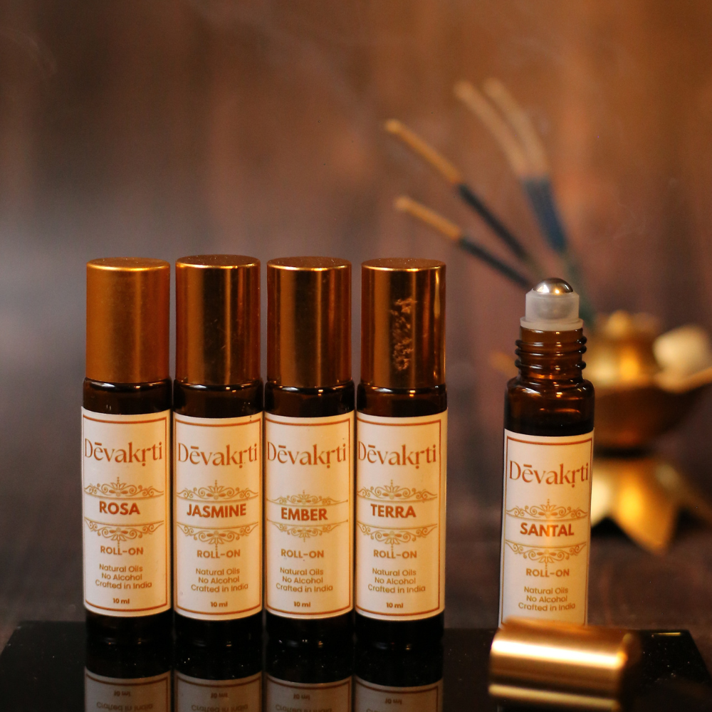 Jasmine Natural Roll-On Perfume - Fresh Malli Poo Temple Fragrance | Alcohol-Free