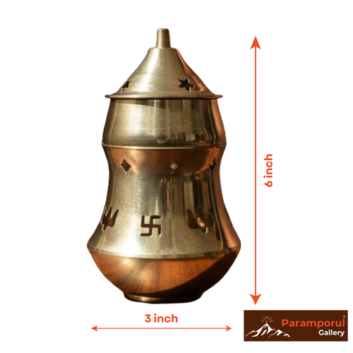 Brass Kapoor Dani & Diya | 2-in-1 Camphor Diffuser & Ritual Lamp