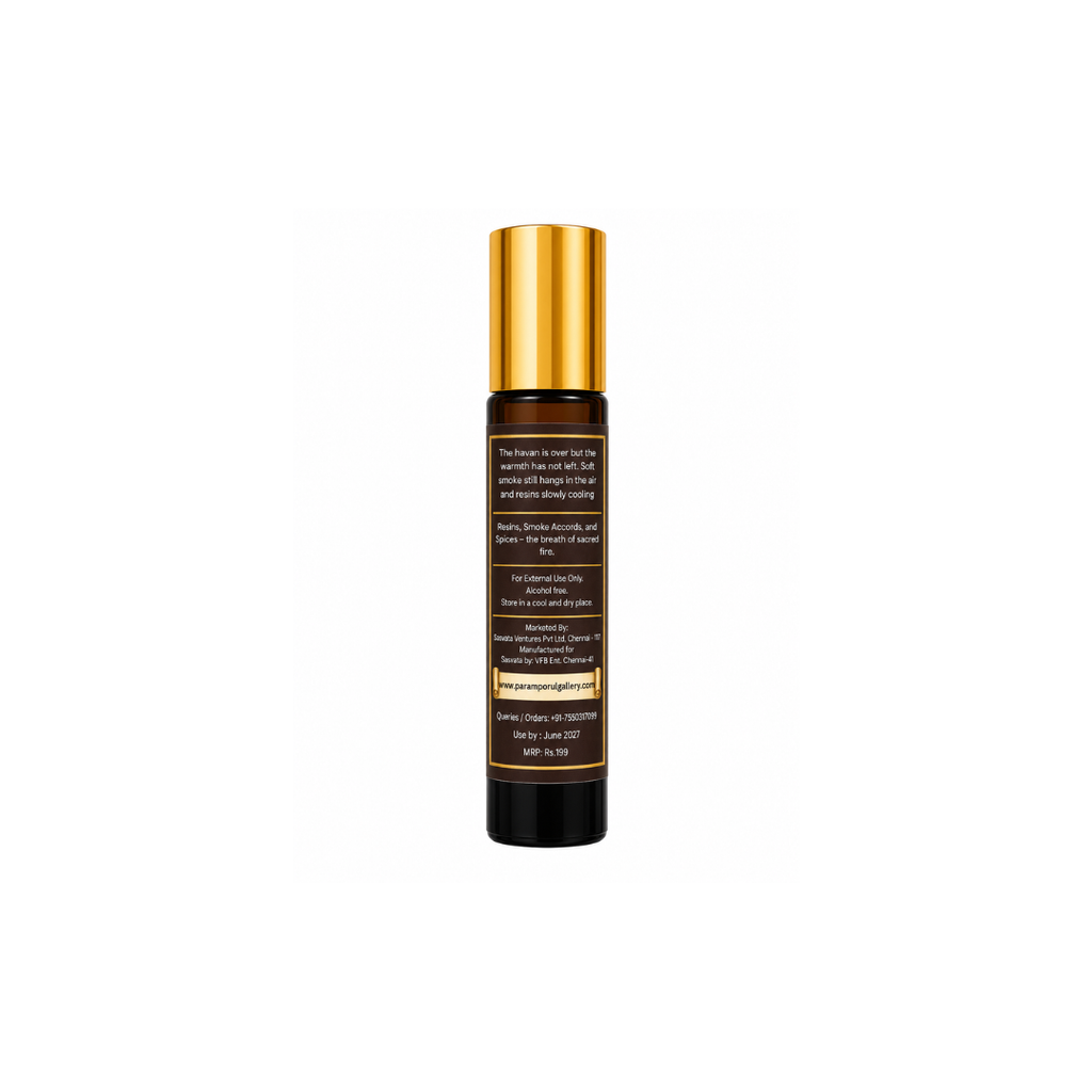 Devakrti Ember Temple-Inspired Attar Roll-On | Resin, Smoke & Spice Fragrance | Alcohol-Free Long-Lasting Perfume Oil | Travel-Friendly | 10ml