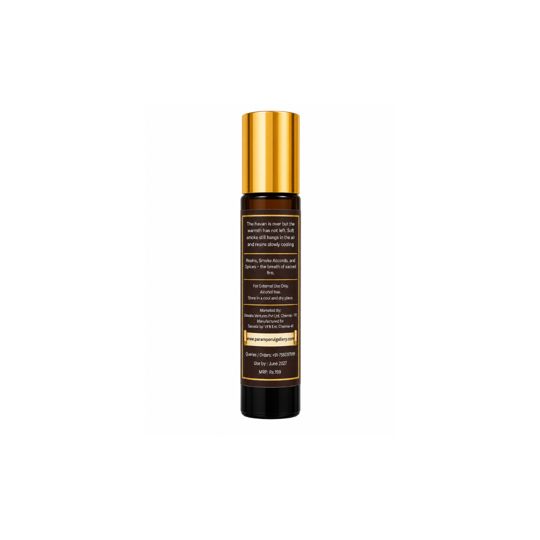 Devakrti Ember Temple-Inspired Attar Roll-On | Resin, Smoke & Spice Fragrance | Alcohol-Free Long-Lasting Perfume Oil | Travel-Friendly | 10ml