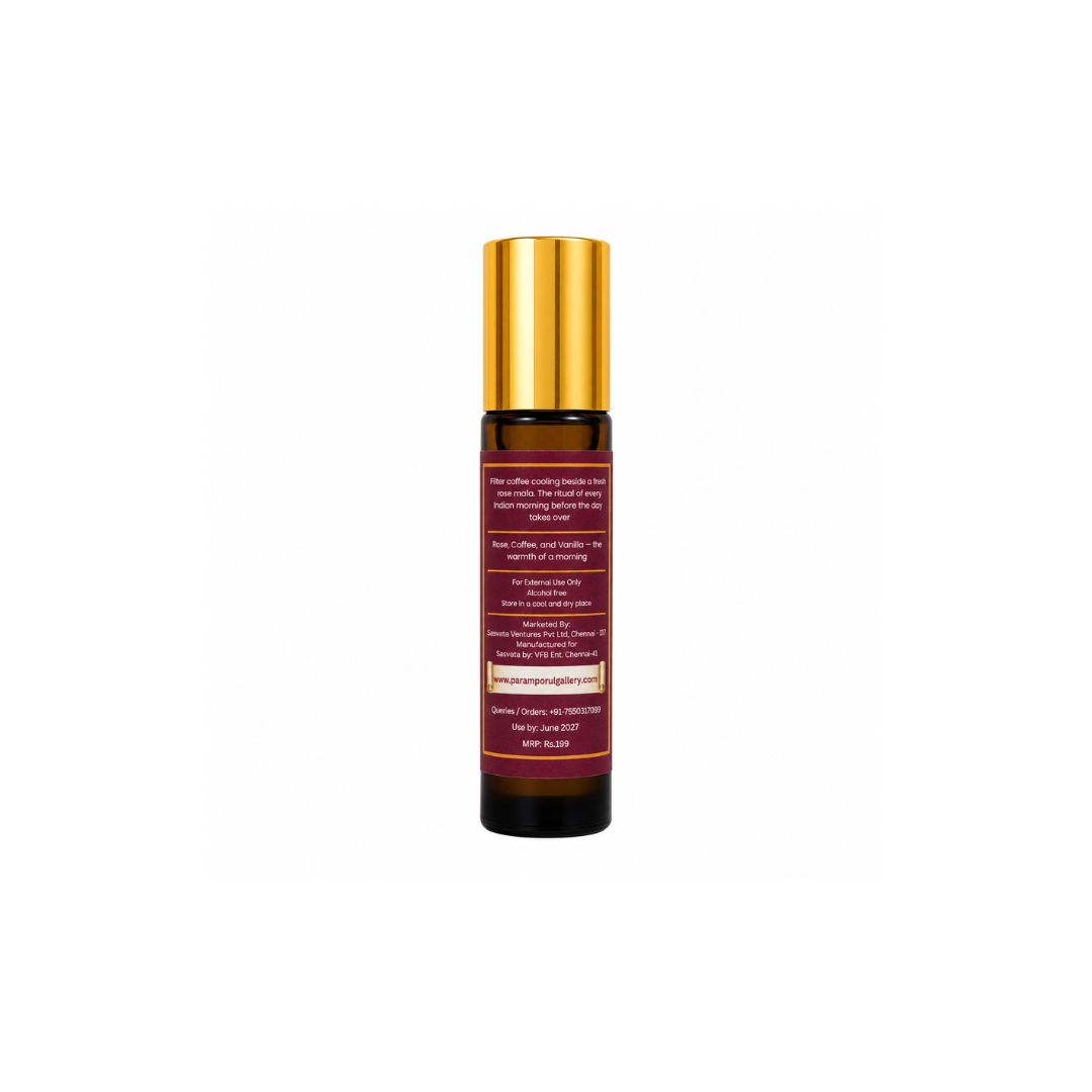 Devakrti Risen Temple-Inspired Attar Roll-On | Coffee, Rose & Vanilla Fragrance | Alcohol-Free Long-Lasting Perfume Oil | Travel-Friendly | 10ml