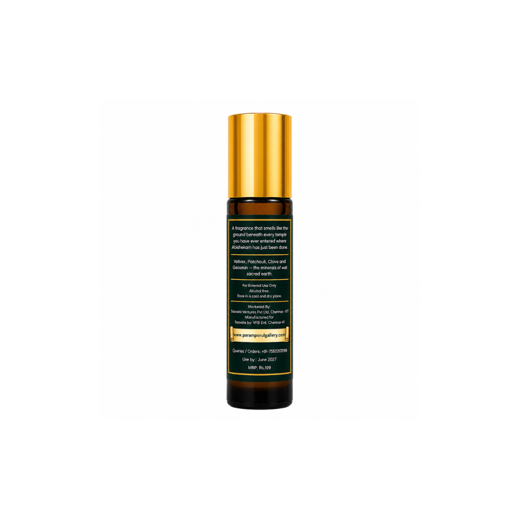 Devakrti Terra Temple-Inspired Attar Roll-On | Vetiver, Patchouli & Geosmin Fragrance | Alcohol-Free Long-Lasting Perfume Oil | Travel-Friendly | 10ml