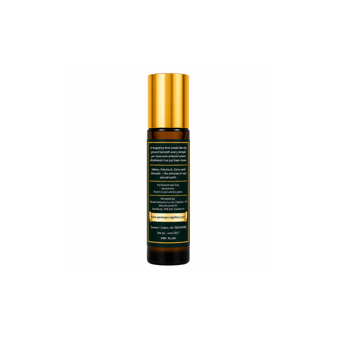 Devakrti Terra Temple-Inspired Attar Roll-On | Vetiver, Patchouli & Geosmin Fragrance | Alcohol-Free Long-Lasting Perfume Oil | Travel-Friendly | 10ml