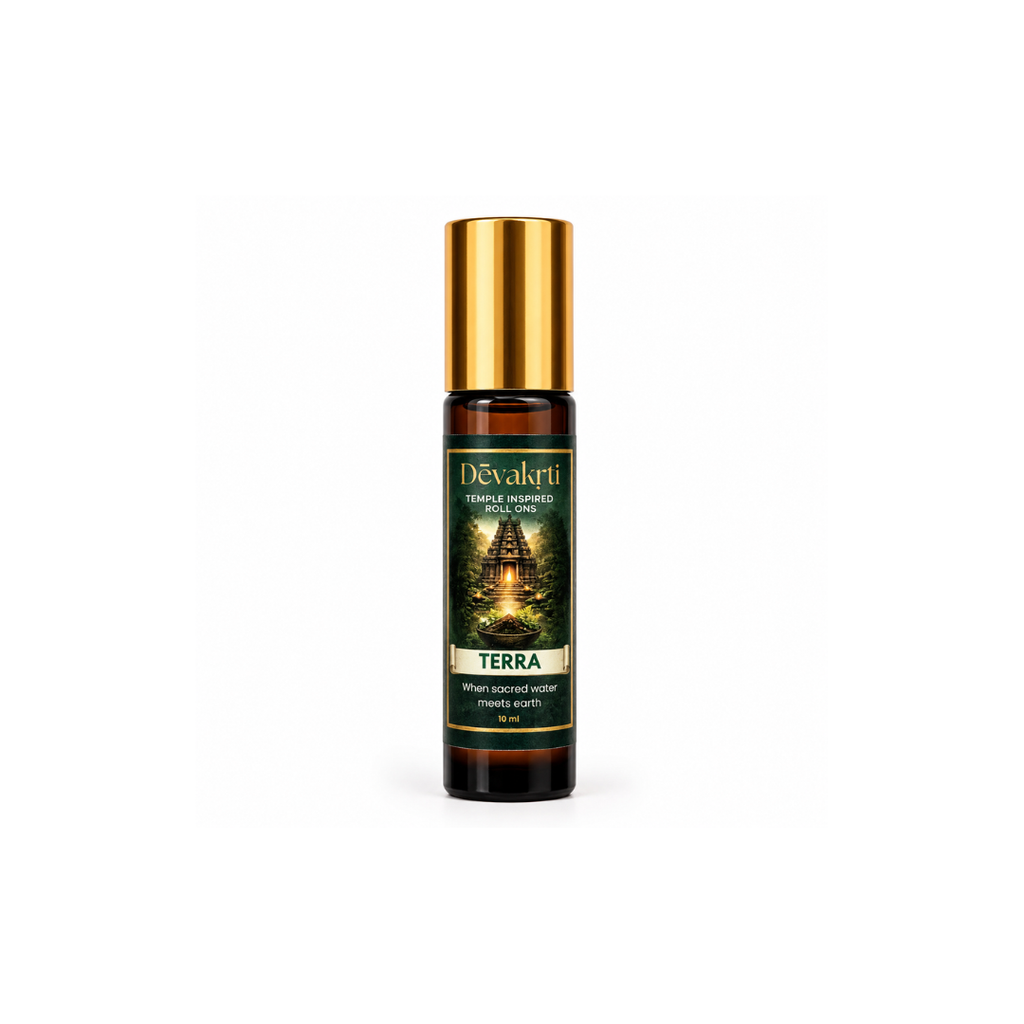 Devakrti Terra Temple-Inspired Attar Roll-On | Vetiver, Patchouli & Geosmin Fragrance | Alcohol-Free Long-Lasting Perfume Oil | Travel-Friendly | 10ml