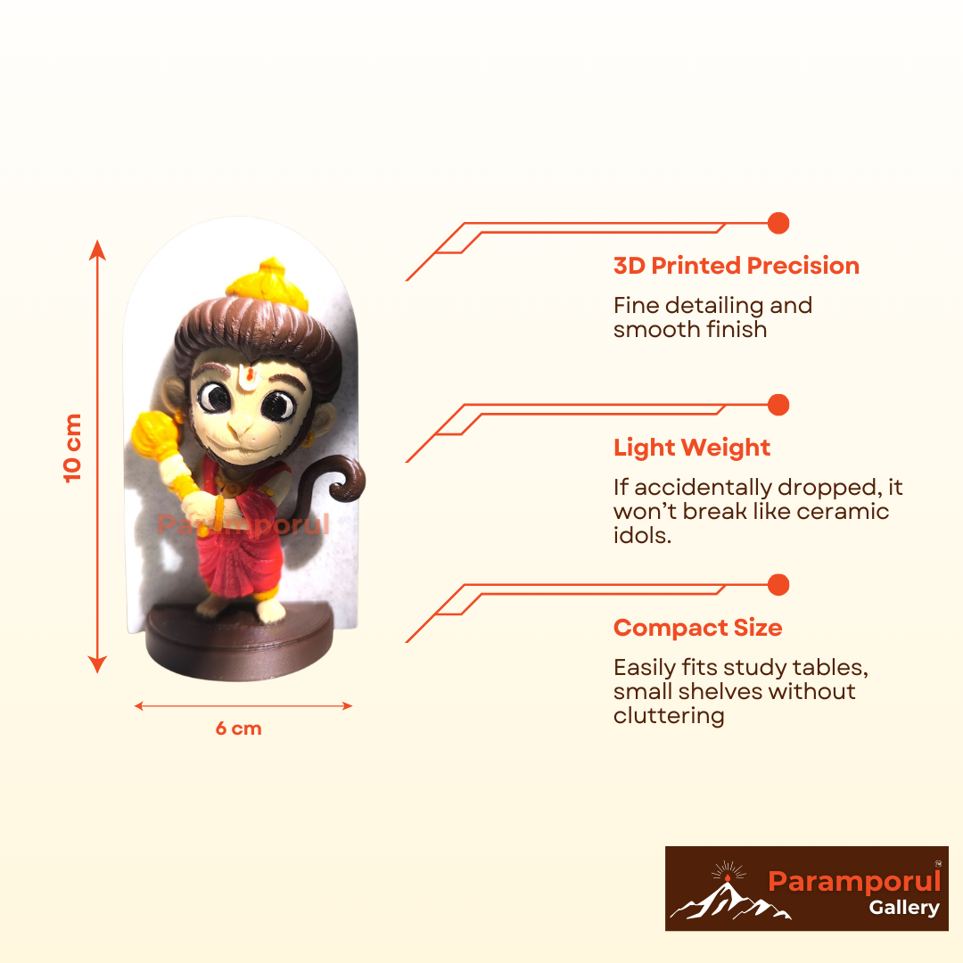 Baby Hanuman (10 cm) | Eco-Friendly 3D Printed Idol for Kids | Magnet & Study Table Decor