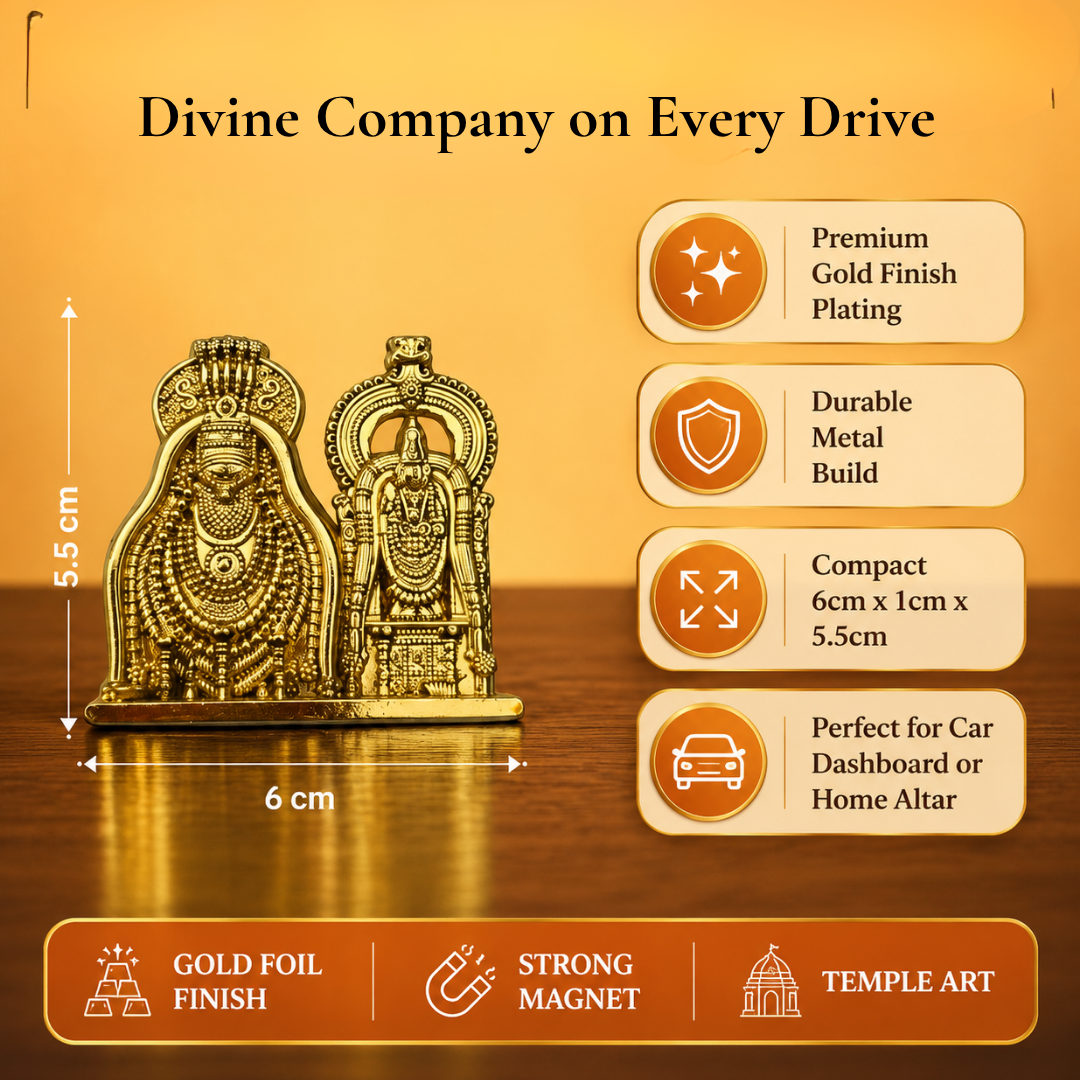 Tiruvannamalai Souvenir Combo | Annamalaiyar Hundial, Dashboard Statue, Gopuram Replica, Fridge Magnet, Gold Foil Sticker & Devakrti Temple Roll-On | Lord Shiva Arunachaleswarar Gift Set | Pack of 6