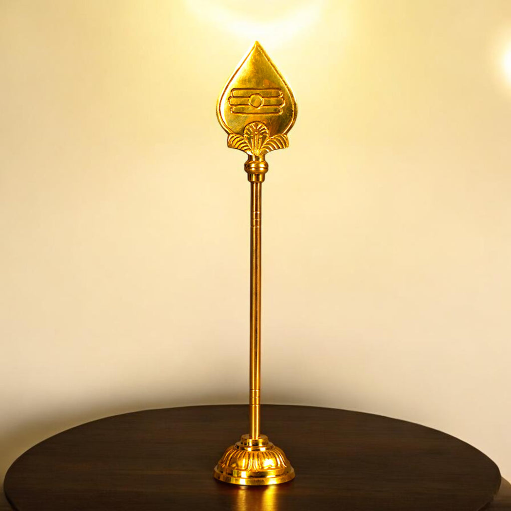 Brass Murugan Vel 12 Inch | Sacred Spear of Lord Murugan | Tamil Om & Shiva Tilak | Large Golden Finish Brass Vel for Temple Setup & Grand Gifting