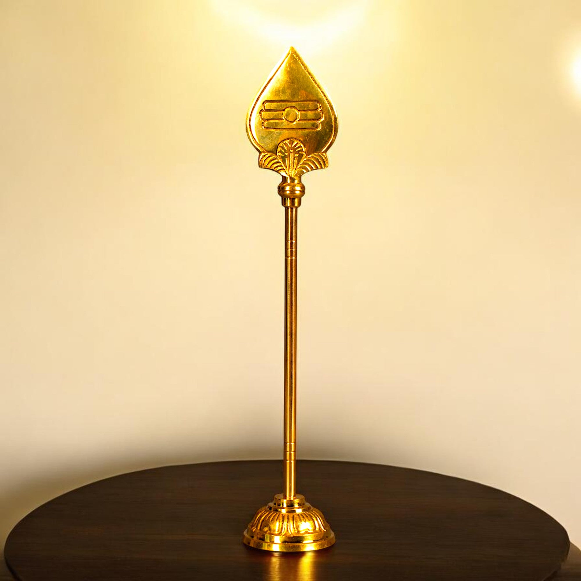 Brass Murugan Vel 12 Inch | Sacred Spear of Lord Murugan | Tamil Om & Shiva Tilak | Large Golden Finish Brass Vel for Temple Setup & Grand Gifting