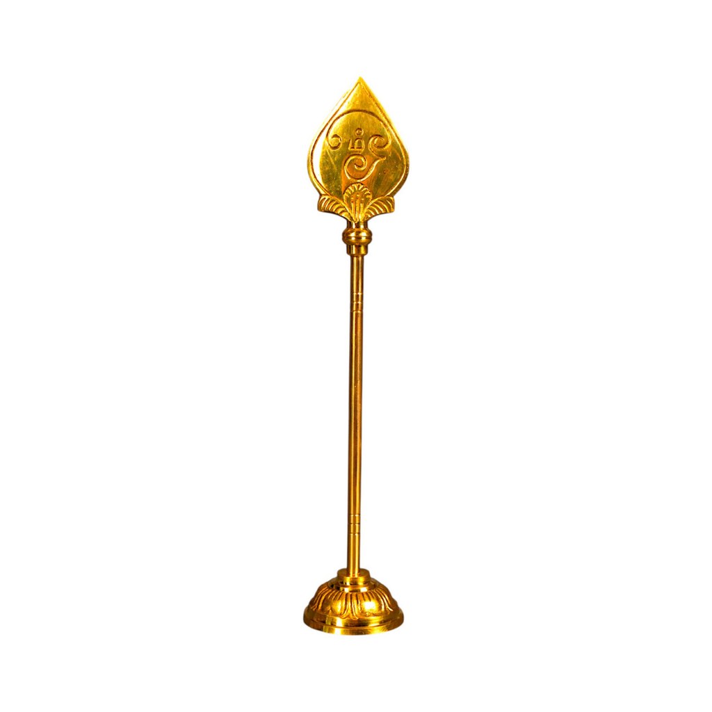 Brass Murugan Vel 12 Inch | Sacred Spear of Lord Murugan | Tamil Om & Shiva Tilak | Large Golden Finish Brass Vel for Temple Setup & Grand Gifting