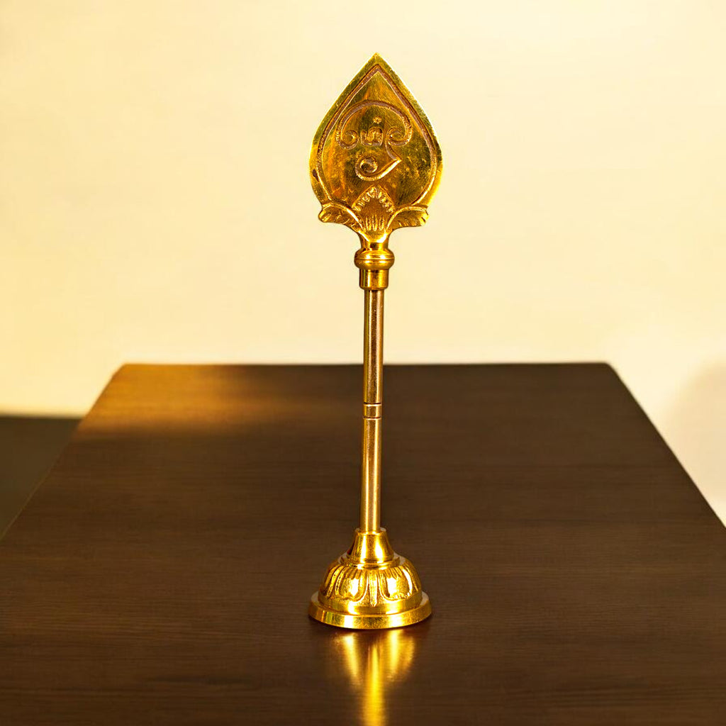 Brass Murugan Vel 6 Inch | Sacred Spear of Lord Murugan | Tamil Om & Shiva Tilak | Golden Finish Brass Vel for Pooja Room & Home Altar