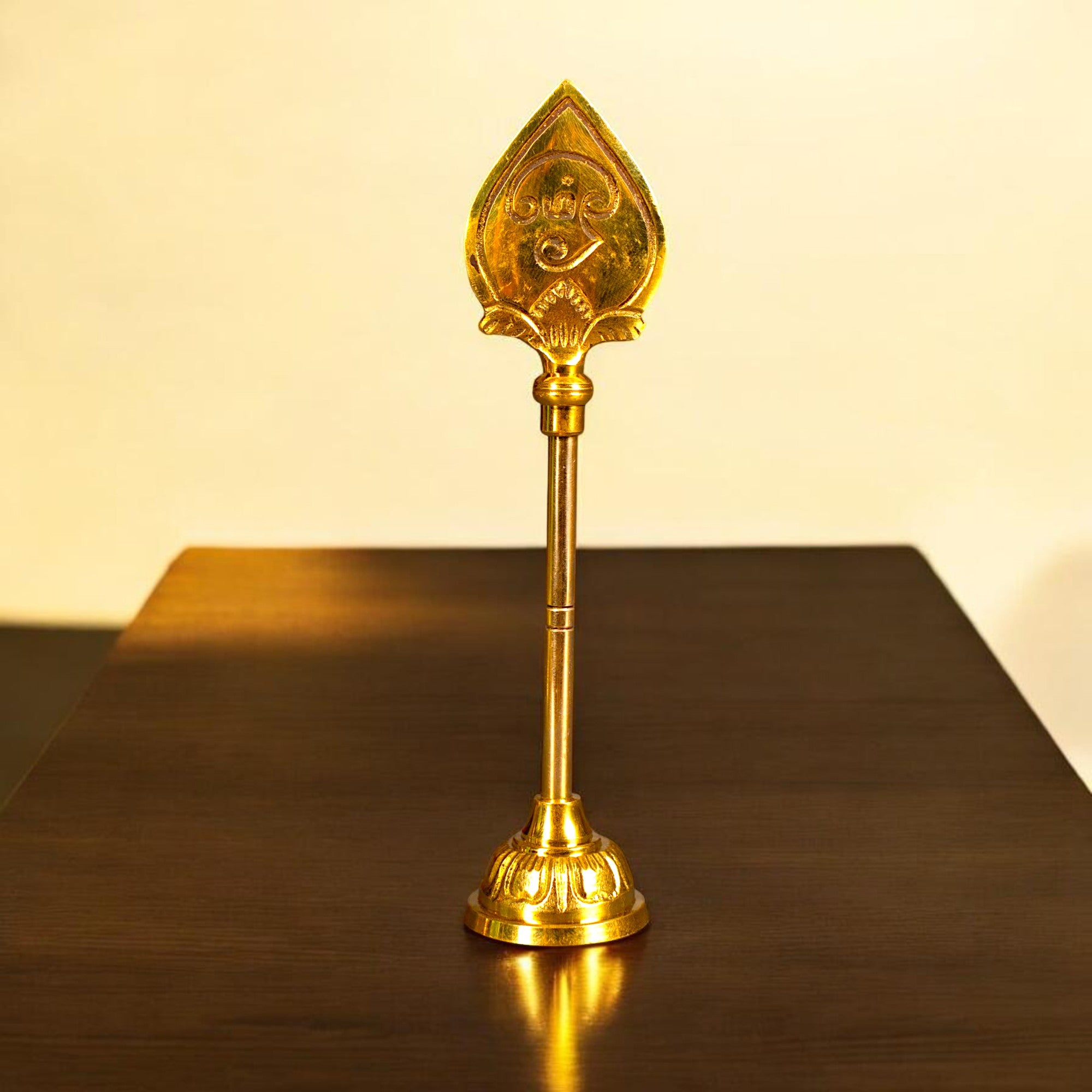 Brass Murugan Vel 6 Inch | Sacred Spear of Lord Murugan | Tamil Om & Shiva Tilak | Golden Finish Brass Vel for Pooja Room & Home Altar