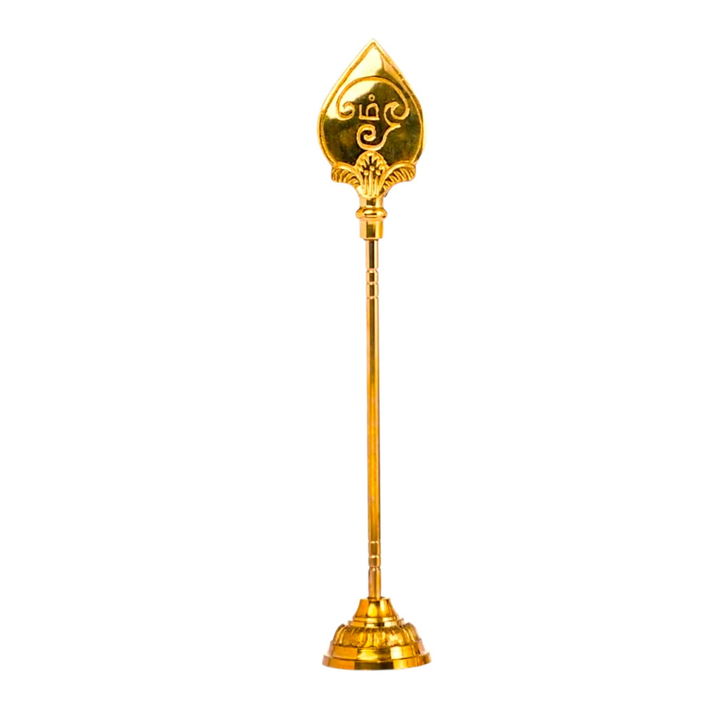 Brass Murugan Vel 9 Inch | Sacred Spear of Lord Murugan | Tamil Om & Shiva Tilak | Golden Finish Brass Vel for Home Temple & Special Gifting