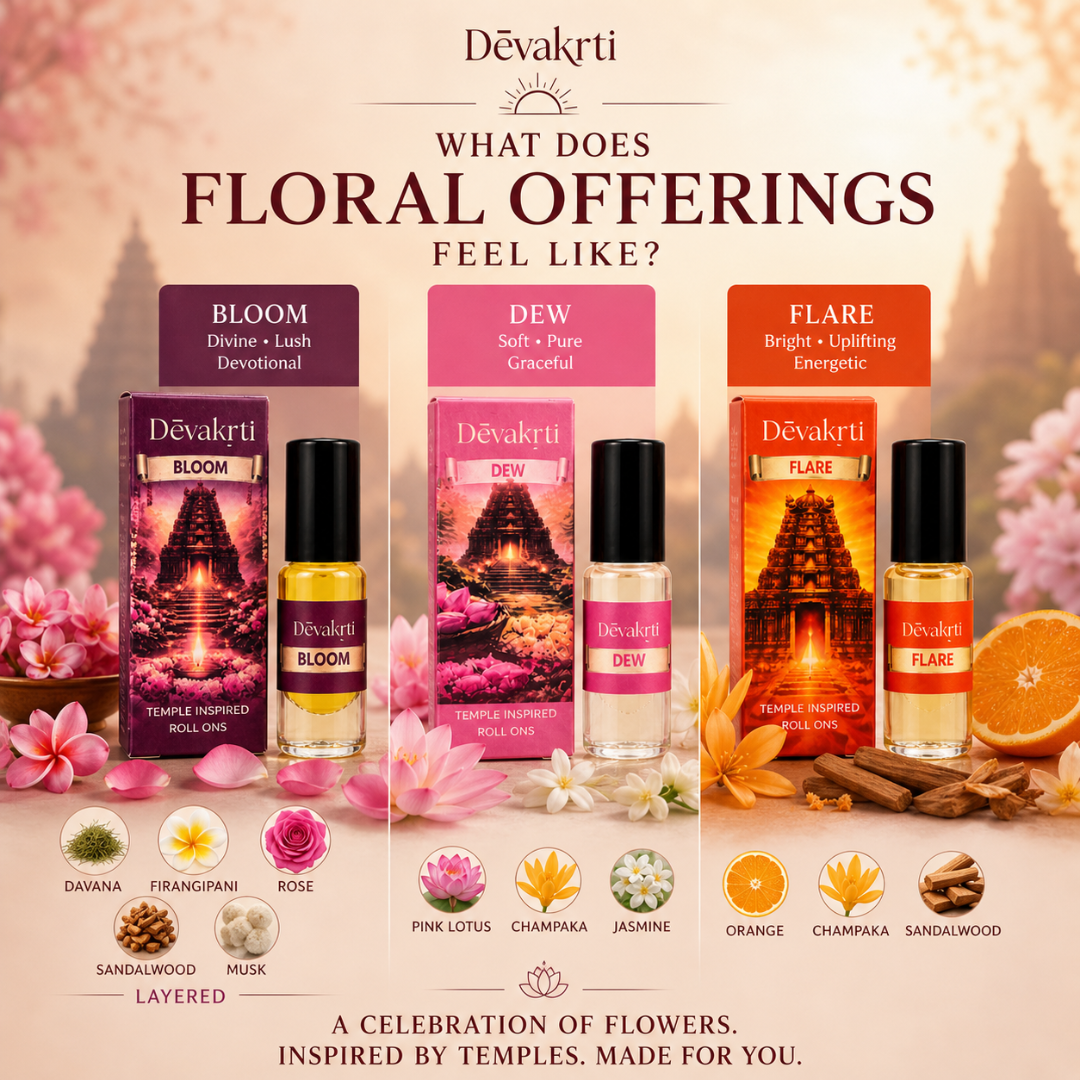 Devakrti Floral Offerings Roll-On Attar Set | Floral Fragrance Oils for Women & Men | Alcohol-Free Gifting Combo