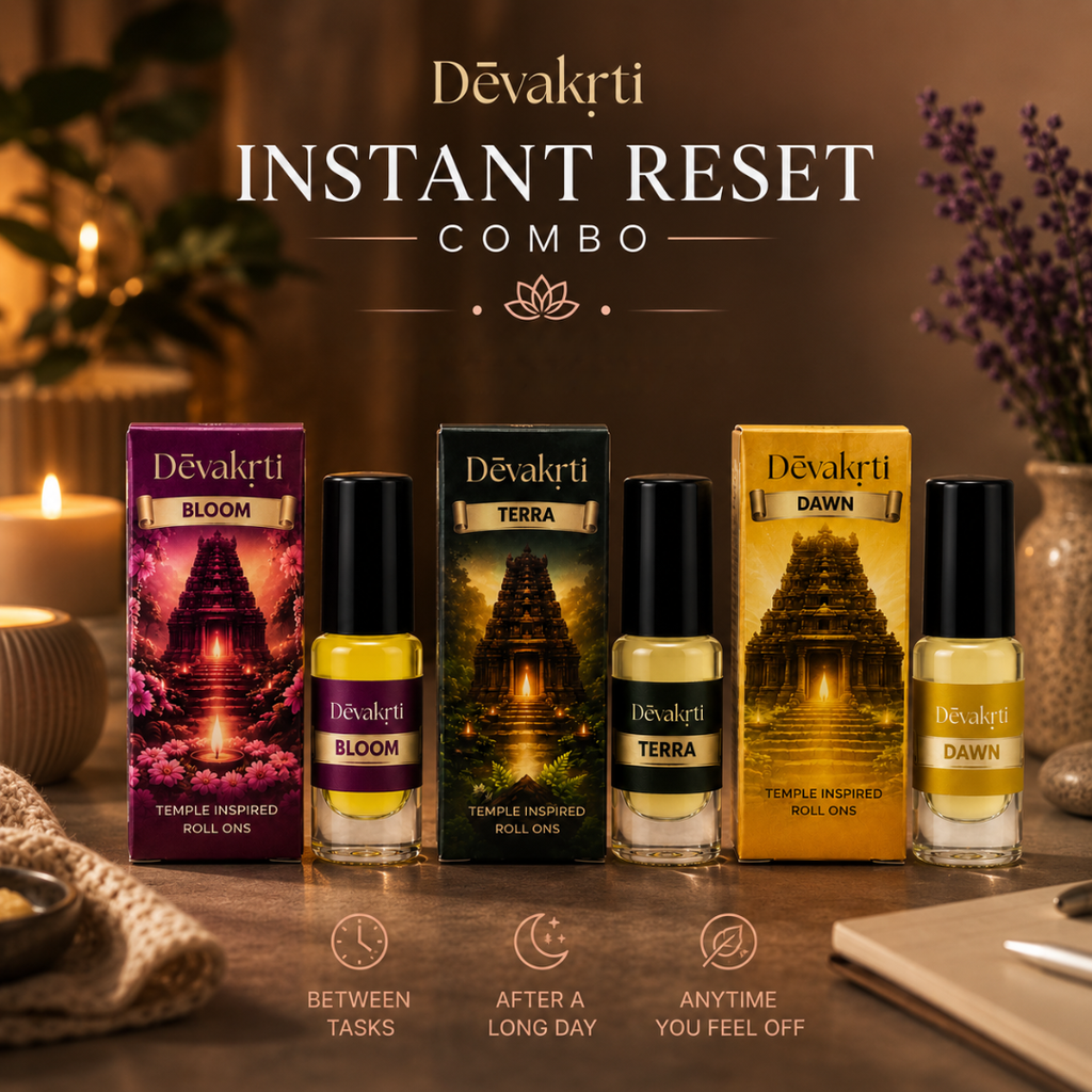 Devakrti Instant Reset Roll-On Attar Set | Calm Fragrance Oils for Men & Women | Alcohol-Free Daily Use Combo