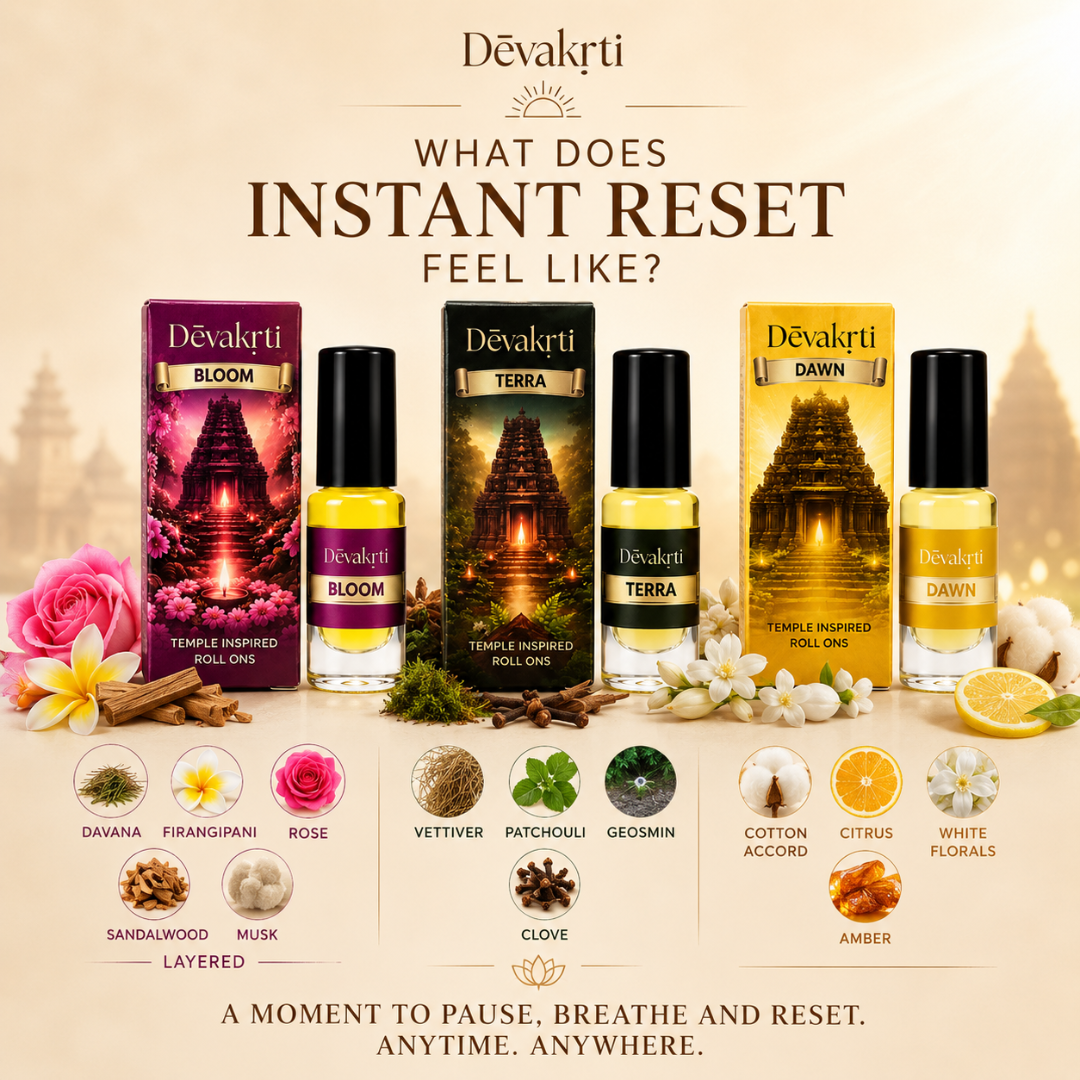 Devakrti Instant Reset Roll-On Attar Set | Calm Fragrance Oils for Men & Women | Alcohol-Free Daily Use Combo