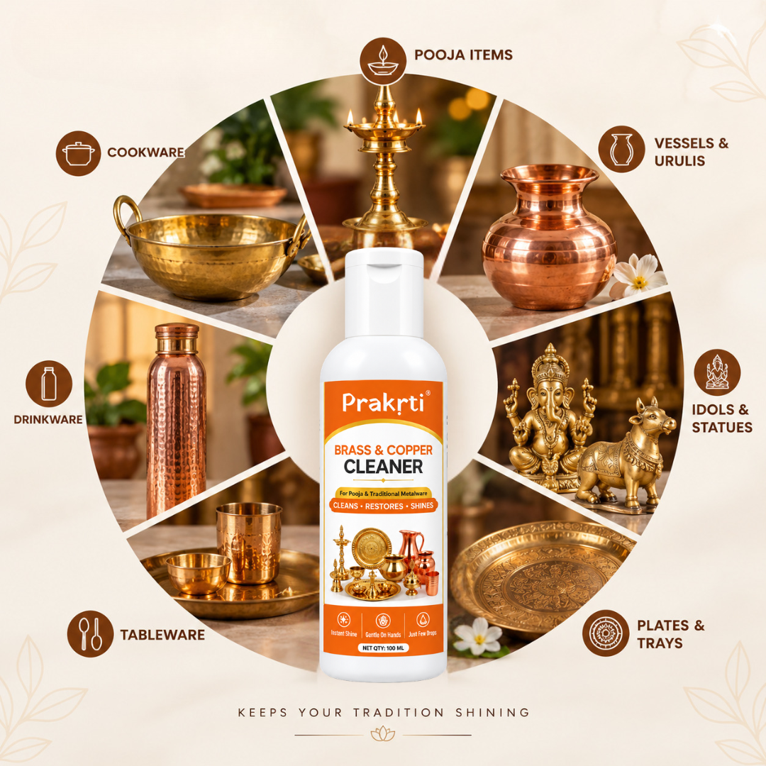 Prakrti Brass & Copper Cleaner | For Pooja Items & Metalware