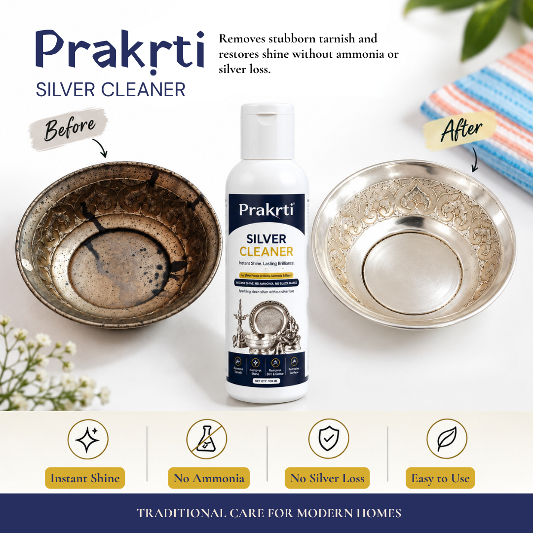 Prakrti Silver Cleaner | For Silver Pooja Items, Utensils & Décor