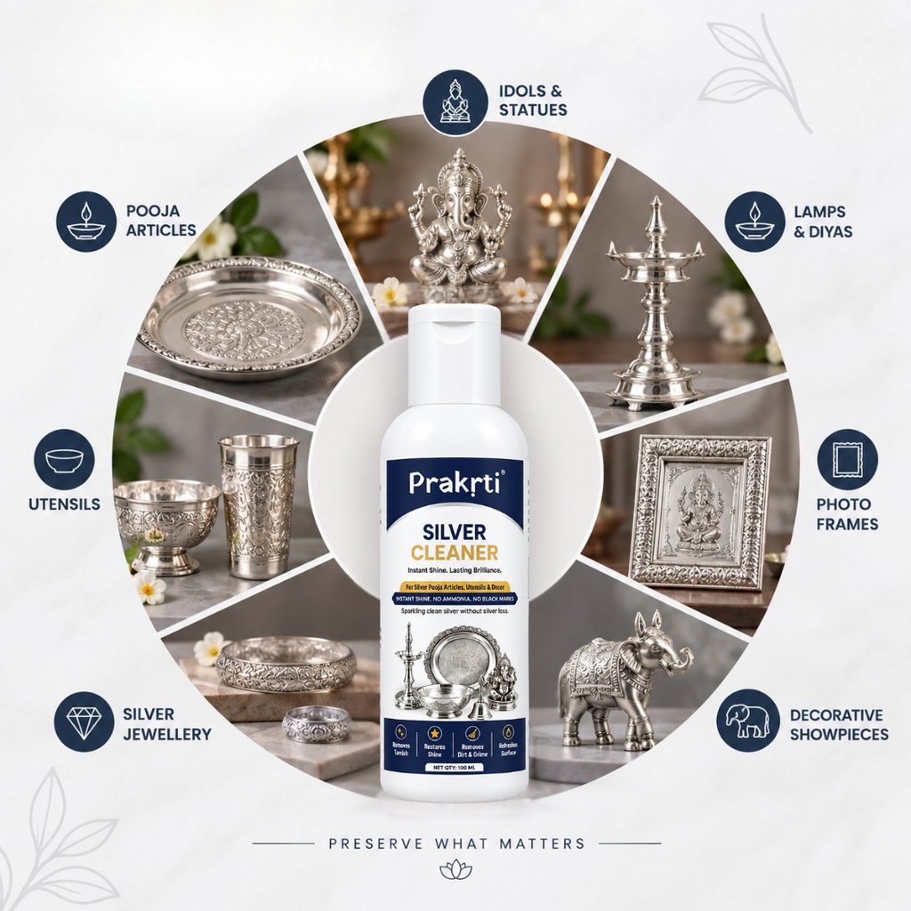Prakrti Silver Cleaner | For Silver Pooja Items, Utensils & Décor