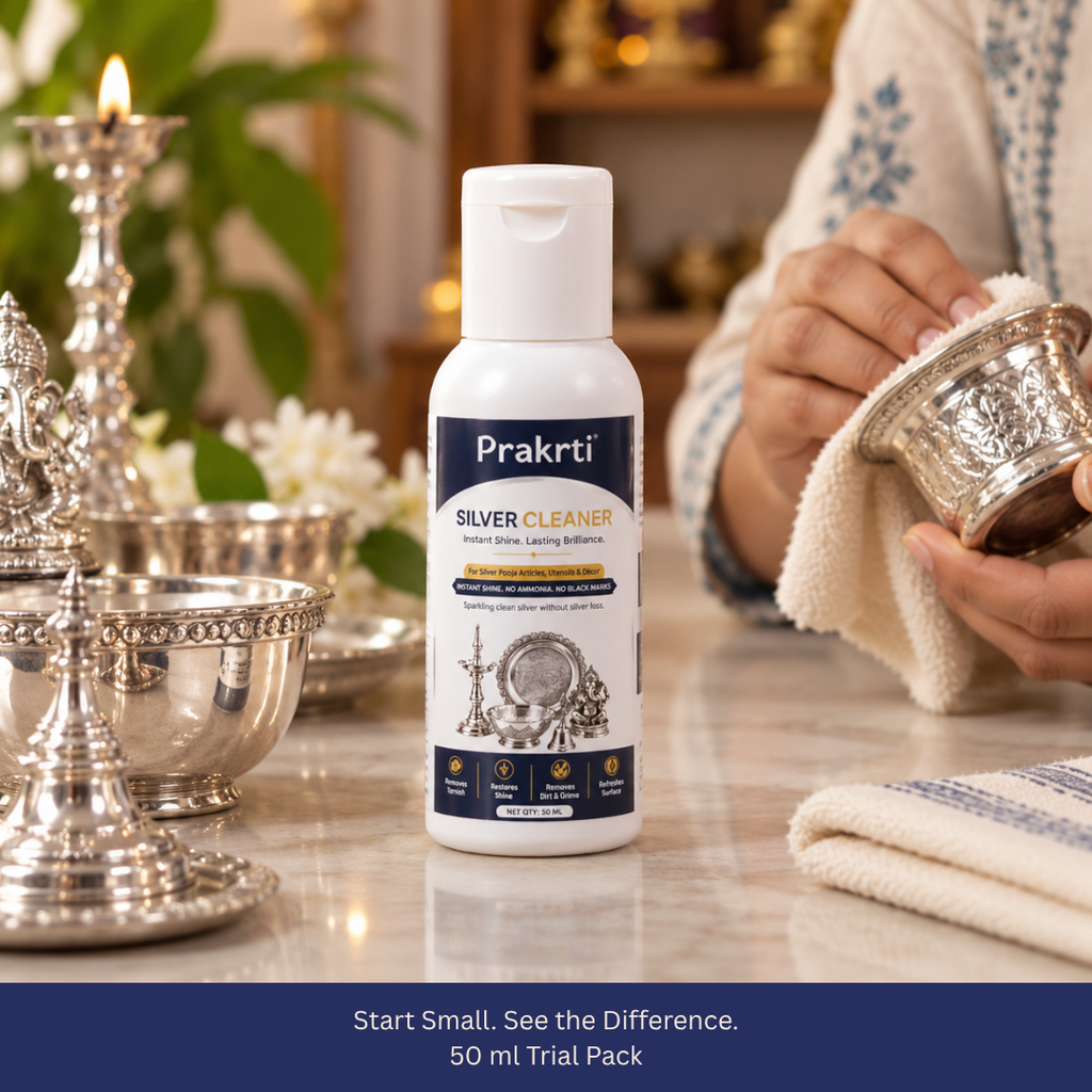 Prakrti Silver Cleaner | For Silver Pooja Items, Utensils & Décor