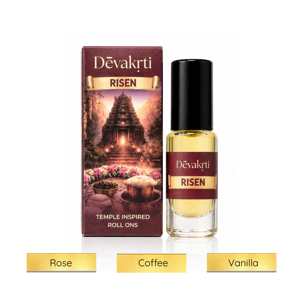 Devakrti Risen Roll-On Attar Perfume Oil | Warm Rose Coffee Fragrance for Women & Men | Alcohol-Free